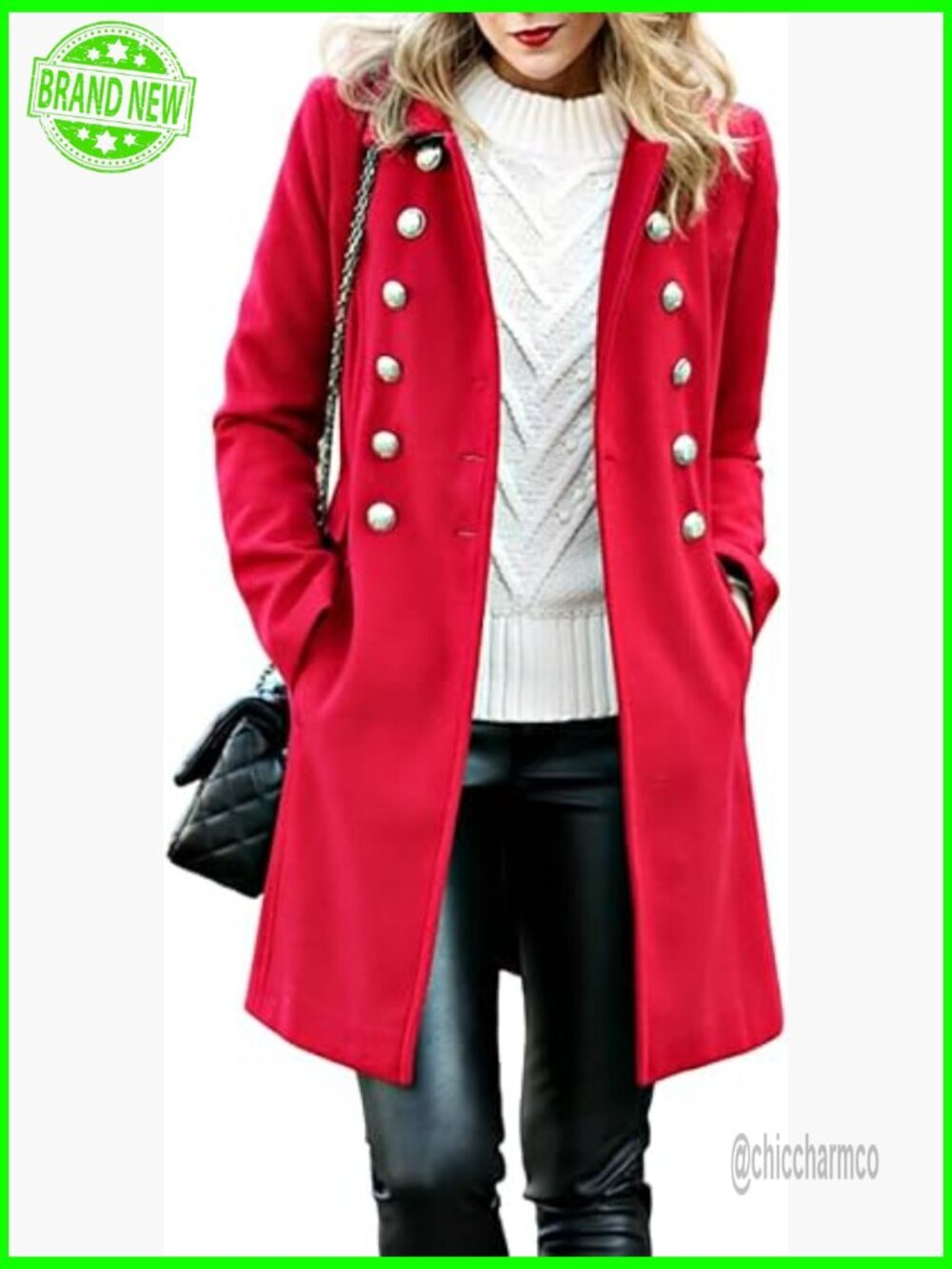 Wool Coat Double Breasted Trench Jacket Fall Winter Long Sleeve Overcoat